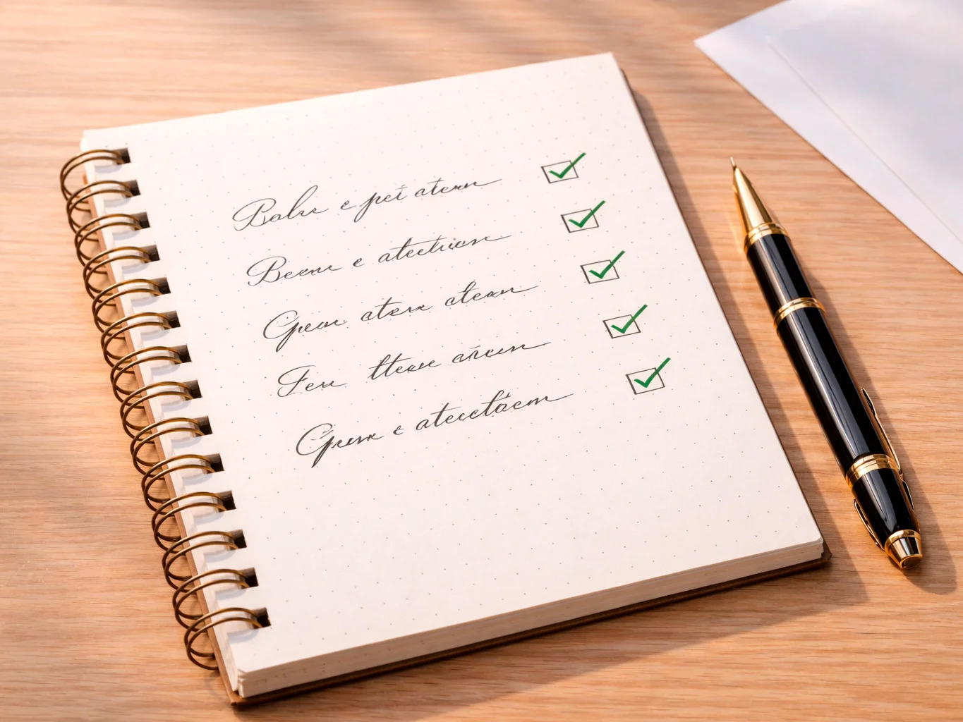 Checklist d'analyse sur bloc-notes avec stylo