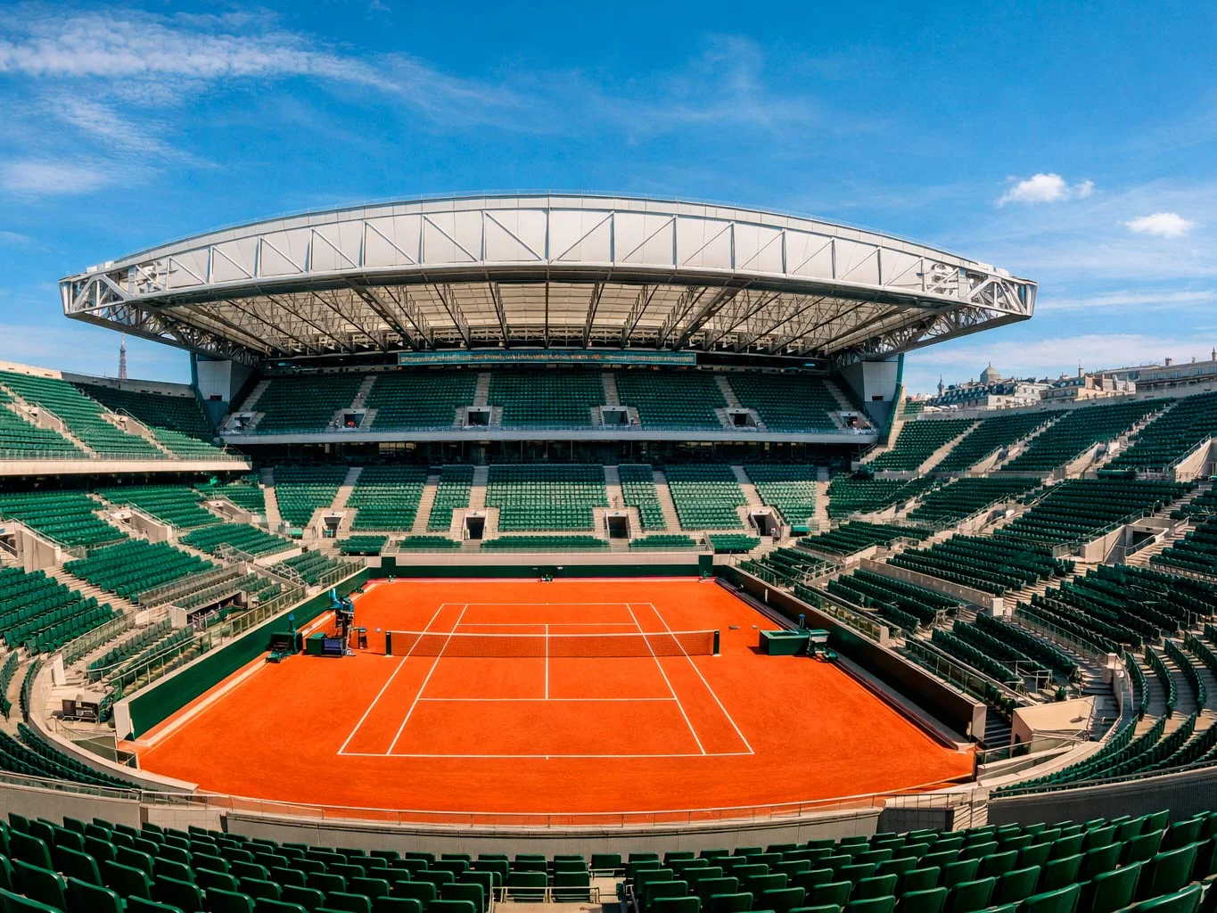 Vue panoramique du stade Roland-Garros à Paris